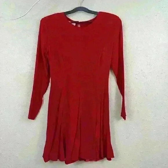 Vtg 70s Print Mini Dress - Paris Blues  Mod Boho  USA Made Sz  5 Red  DC2 - Picture 1 of 8